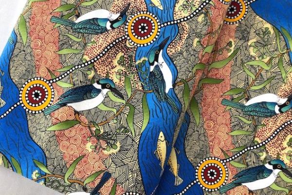 KINGFISHER CAMP Aborigines Stoff aus Australien